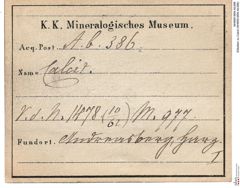 Etiketten zu Calcit (NHMW-MIN-Ab386)